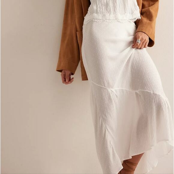 NEW Free People Intimately Sweet On You Bias Half Slip Maxi Skirt Clean Ivory - Picture 4 of 15